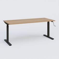 [Pas de famille] - [Pas de sous famille] - Poste solo 180*80 réglable en hauteur manuel 70-116 cm gamme KPro1. Plateau Noyer et pietement Noir.