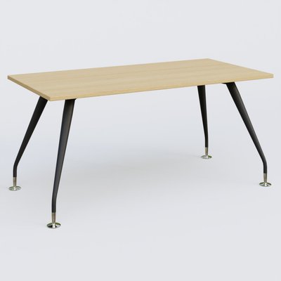 [Pas de famille] - [Pas de sous famille] - K5 plan droit 160*80 cm. Plateau Chêne clair et pietement Noir Mat avec base chromé.