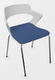 SWEETY Chaise 4 pieds tube, piétement chrome, coque polypropylène coloris blanc, placet assise tissu BONDAI coloris bleu BNP