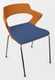 SWEETY Chaise 4 pieds tube, piétement chrome, coque polypropylène coloris orange, placet assise tissu BONDAI coloris bleu BNP