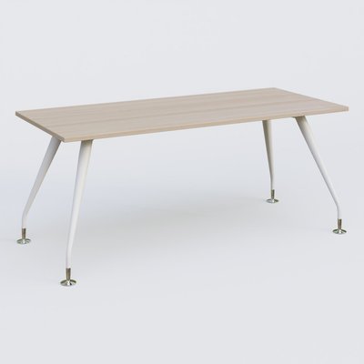 [Pas de famille] - [Pas de sous famille] - K5 plan droit 180*80 cm. Plateau Acacia et pietement Blanc avec base chromé.