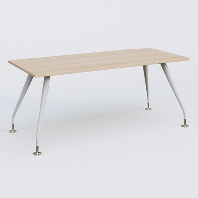 [Pas de famille] - [Pas de sous famille] - K5 plan droit 180*80 cm. Plateau Hêtre et pietement Blanc avec base chromé.