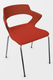 SWEETY Chaise 4 pieds tube, piétement chrome, coque polypropylène coloris rouge, placet assise tissu BONDAI coloris rouge
