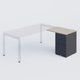 Retour direct 80x60cm sur caisson métal HB P.60cm 3 tiroirs, plateau acacia, structure anthracite