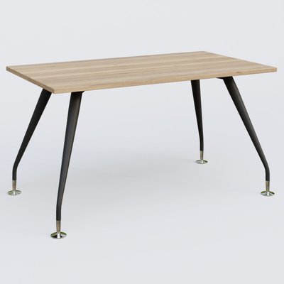 [Pas de famille] - [Pas de sous famille] - K5 plan droit 140*80 cm. Plateau Chêne naturel et pietement Noir Mat avec base chromé.