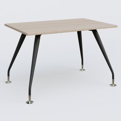 [Pas de famille] - [Pas de sous famille] - K5 plan droit 120*80 cm. Plateau Acacia et pietement Noir Mat avec base chromé.