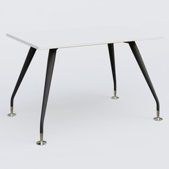 [Pas de famille] - [Pas de sous famille] - K5 plan droit 120*80 cm. Plateau Blanc et pietement Noir Mat avec base chromé.