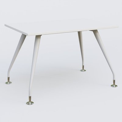 [Pas de famille] - [Pas de sous famille] - K5 plan droit 120*80 cm. Plateau Blanc et pietement Blanc avec base chromé.