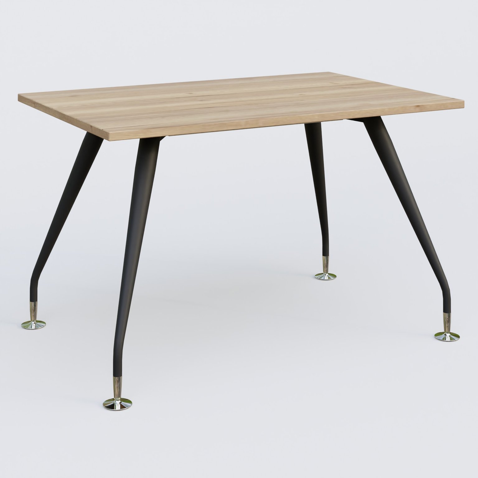 K5 plan droit 120*80 cm. Plateau Chêne naturel et pietement Noir Mat avec base chromé.
