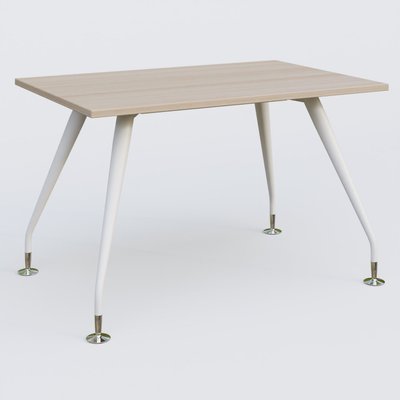 [Pas de famille] - [Pas de sous famille] - K5 plan droit 120*80 cm. Plateau Acacia et pietement Blanc avec base chromé.