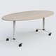 Table ovale gamme Arca 200-110 cm. Plateau Acacia et pietement Blanc.