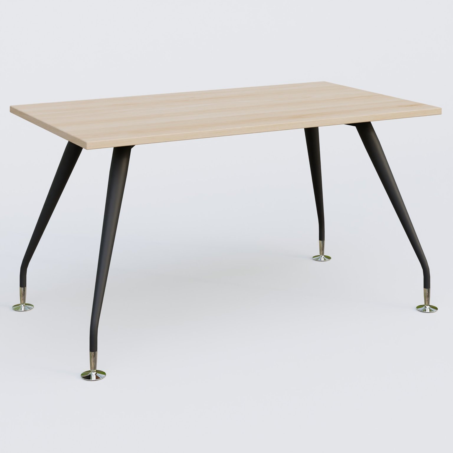 K5 plan droit 140*80 cm. Plateau Hêtre et pietement Noir Mat avec base chromé.