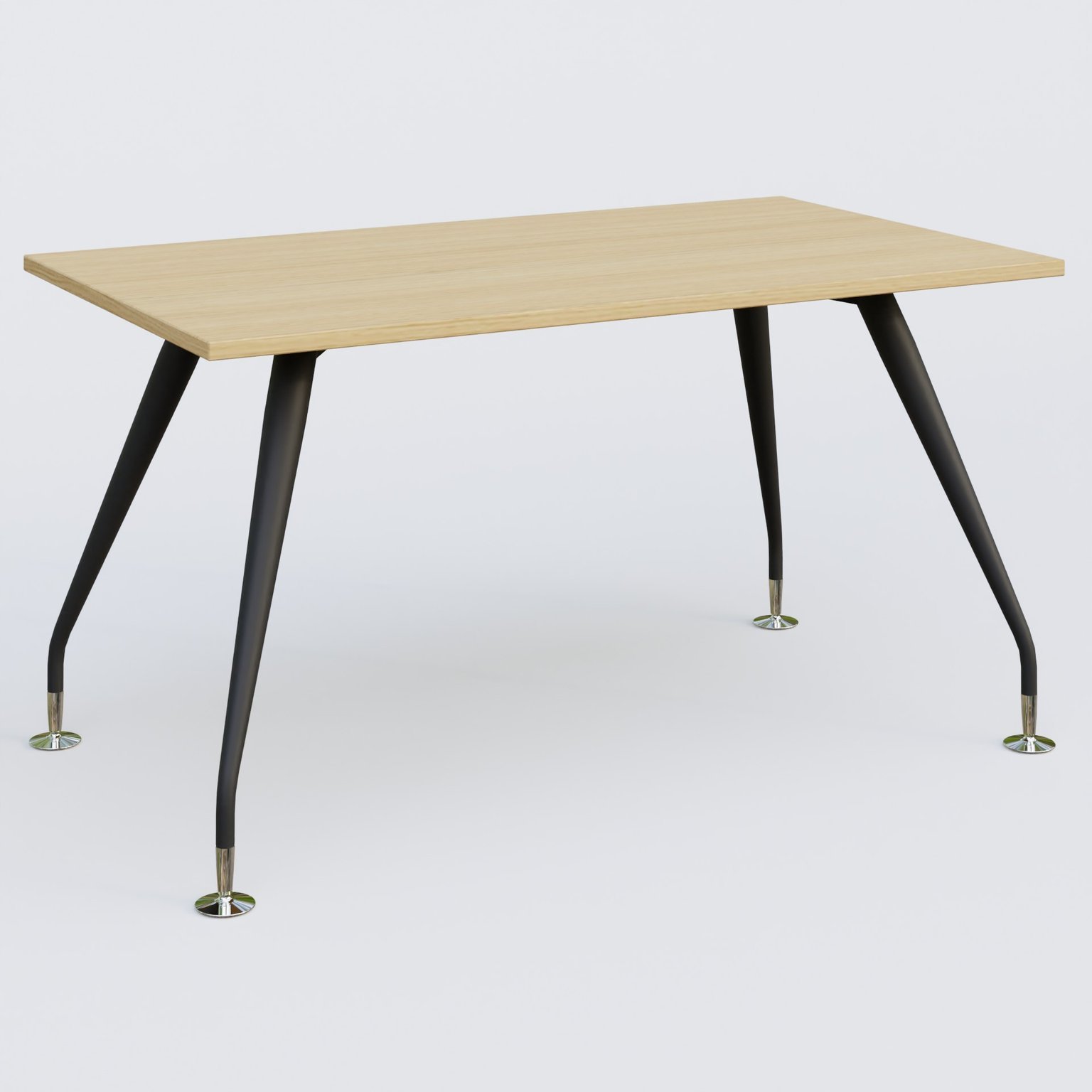 K5 plan droit 140*80 cm. Plateau Chêne clair et pietement Noir Mat avec base chromé.