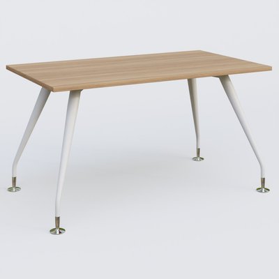 [Pas de famille] - [Pas de sous famille] - K5 plan droit 140*80 cm. Plateau Noyer et pietement Blanc avec base chromé.
