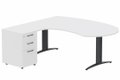 K2 compact 90° manager 190x141x104x60cm sur caisson HB mélamine 3 tiroirs, plateau blanc, structure anthracite