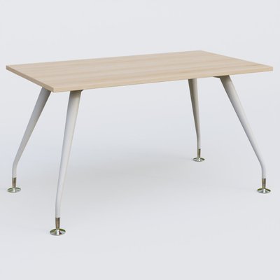 [Pas de famille] - [Pas de sous famille] - K5 plan droit 140*80 cm. Plateau Hêtre et pietement Blanc avec base chromé.