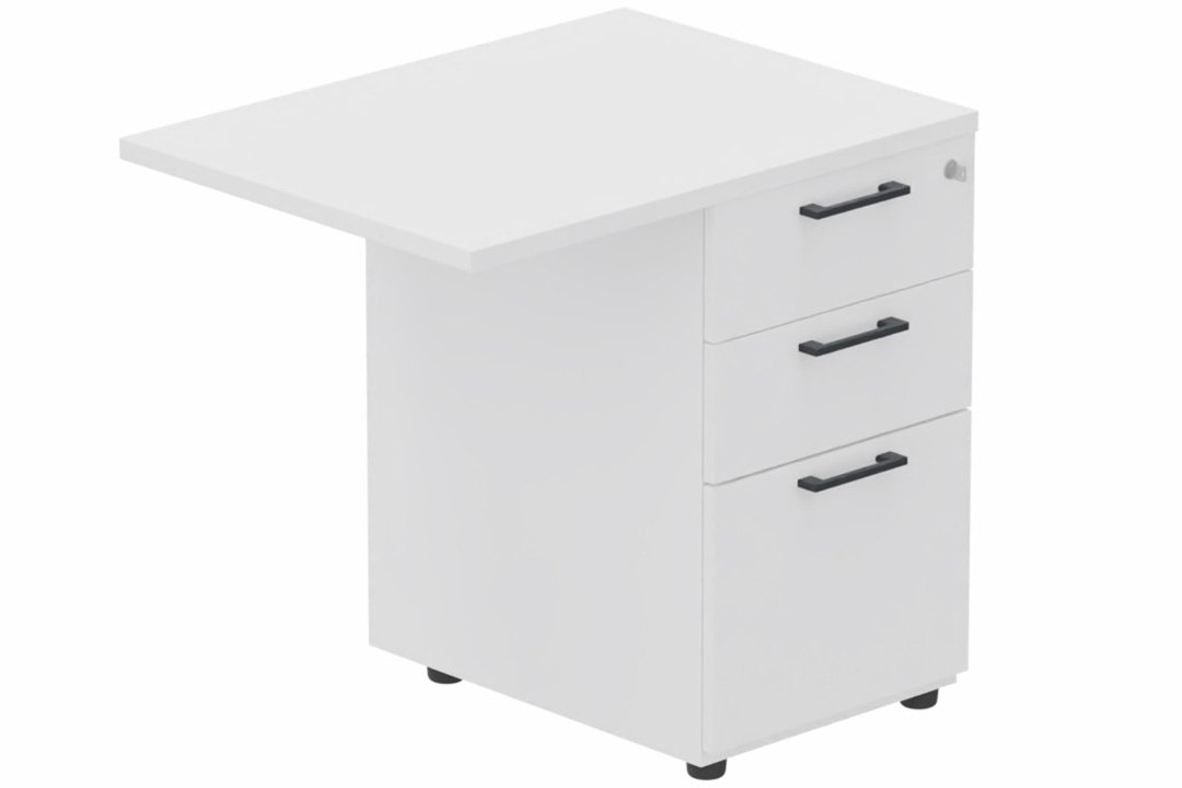 Retour direct 100x60cm sur caisson mélamine HB P.60cm 3 tiroirs, plateau blanc, structure anthracite