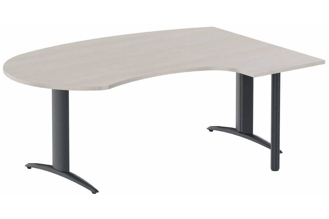K2 compact 90° manager 190x141x104x60cm sur pied de soutien, plateau acacia, structure anthracite