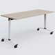 Table abattante gamme Arca 160-70 cm. Plateau Acacia et pietement Blanc.