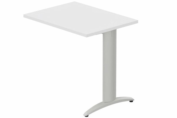 Gamme K2 - Extensions - Plans droits - Retour direct 100x60cm sur pied, plateau blanc, structure aluminium
