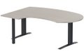 K1 POUTRE compact 90° manager 190x141x104x60cm sur pied de soutien, plateau acacia, structure anthracite