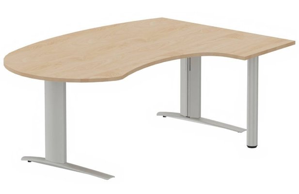 Gamme K1 - Plans compacts - K1 POUTRE compact 90° manager 190x141x104x60cm sur pied de soutien, plateau hêtre, structure aluminium