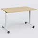 Table abattante gamme Design 120*80 cm. Plateau Chêne clair et pietement Blanc.