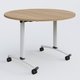 Table ronde gamme Arca D110 cm. Plateau Noyer et pietement Blanc.