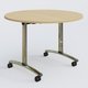 Table ronde gamme Arca D110 cm. Plateau Chêne clair et pietement Chrome.