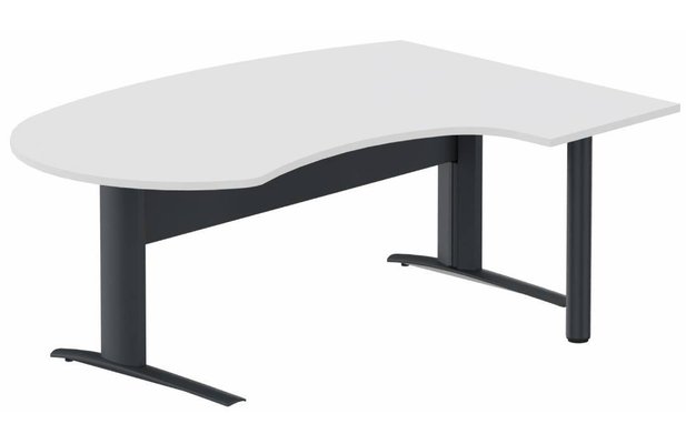 Gamme K1 - Plans compacts - K1 VDF métal compact 90° manager 190x141x104x60cm sur pied de soutien, plateau blanc, structure anthracite