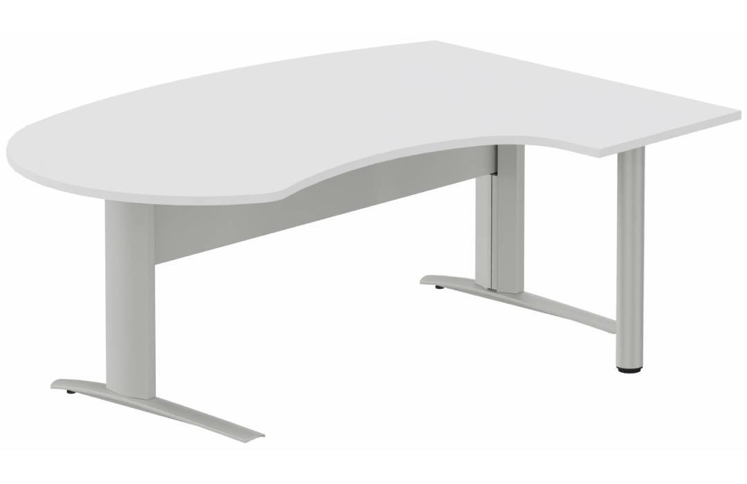 K1 VDF métal compact 90° manager 190x141x104x60cm sur pied de soutien, plateau blanc, structure aluminium