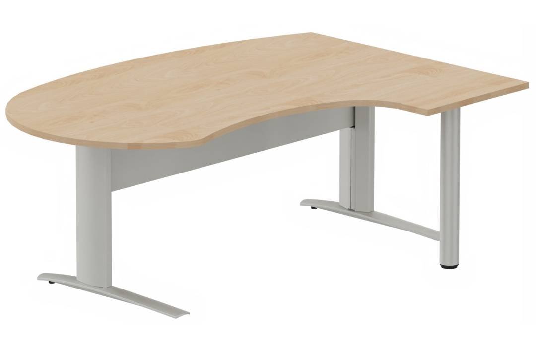 K1 VDF métal compact 90° manager 190x141x104x60cm sur pied de soutien, plateau hêtre, structure aluminium