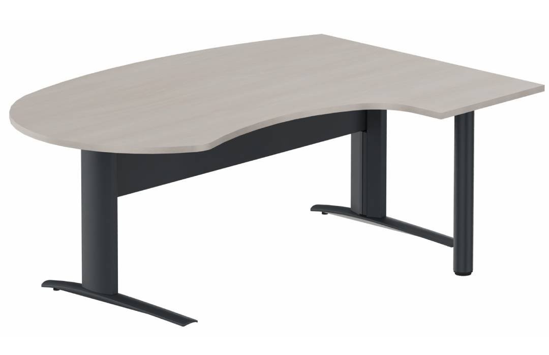 K1 VDF métal compact 90° manager 190x141x104x60cm sur pied de soutien, plateau acacia, structure anthracite