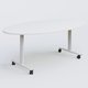 Table ovale abattante gamme Design 200-110 cm. Plateau Blanc et pietement Blanc.