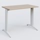 K2 Plateau droit 100x60 pieds fixe. Plateau Acacia et pietement Blanc.