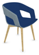 MELODY fauteuil 4 pieds bois. face intérieure tissu STEP coloris bleu face extérieure tissu STEP coloris gris piétement frêne brun