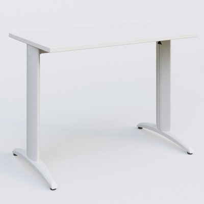 Gamme K2 - Plans droits - K2 Plateau droit 100x60 pieds fixe. Plateau Blanc et pietement Blanc.
