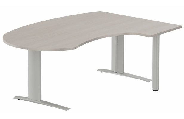 Gamme K1 - Plans compacts - K1 POUTRE compact 90° manager 190x141x104x60cm sur pied de soutien, plateau acacia, structure aluminium