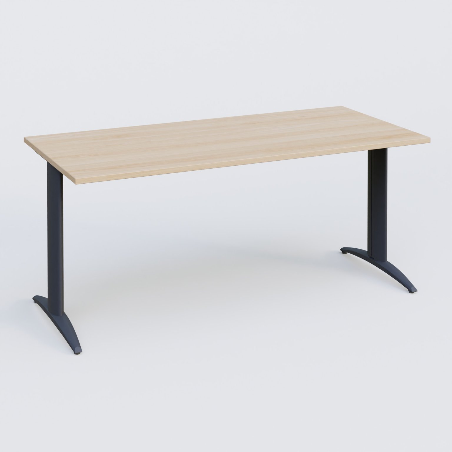 Plan droit, pieds fixes, 160x70cm, plateau hêtre, structure anthracite