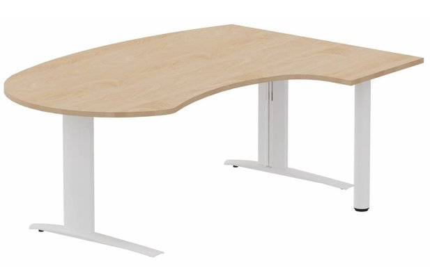 Gamme K1 - Plans compacts - K1 POUTRE compact 90° manager 190x141x104x60cm sur pied de soutien, plateau hêtre, structure blanc
