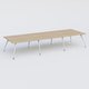 K5 table de reunion 420*145 cm. Plateau Chêne naturel et pietement Blanc avec base chromé.