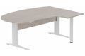 K1 VDF bois compact 90° manager 190x141x104x60cm sur pied de soutien, plateau acacia, structure blanc