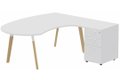 K8Wood Plan compact 90° asymétrique Manager 190x183x104/60cm avec caisson HB bois 3 tiroirs - retour à droite