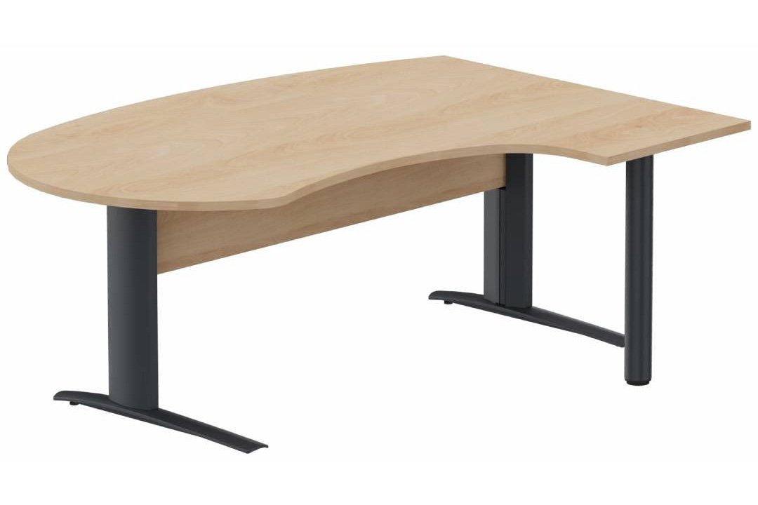 K1 VDF bois compact 90° manager 190x141x104x60cm sur pied de soutien, plateau hêtre, structure anthracite