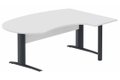 K1 VDF bois compact 90° manager 190x141x104x60cm sur pied de soutien, plateau blanc, structure anthracite