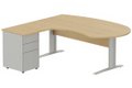 K1 Voile de fond Bois- Plan compact 90° asymétrique Manager 190x183x104/60cm avec caisson HB métal 3 tiroirs - retour à gauche -Finitions : PLATEAUX: CHENE (CE) / PIETEMENTS: ALUMINIUM (AL) / CAISSONS METALLIQUES: ALUMINIUM (AL)
