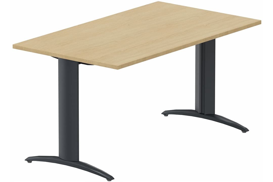 Module départ L120xP80cm pour table composable pied "i"  Plateau : Chêne (CE) / Piétements : anthracite