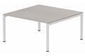 K3 plan carré 145x145cm, plateau acacia, structure blanc