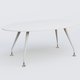 K5 table ovale 200*110 cm. Plateau Blanc et pietement Blanc avec base chromé.