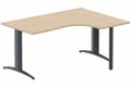 Plan Compact 90° asymétrique 180x120x80/60cm retour à droite sur pied de soutien hêtre/anthracite